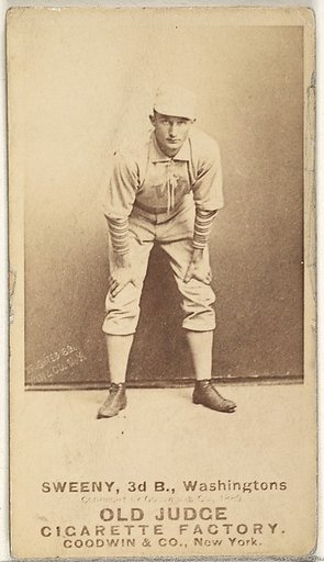 Peter Jay "Pete" Sweeney, 3rd Base, Washington Nationals, from the Old Judge series (N172) for Old Judge Cigarettes