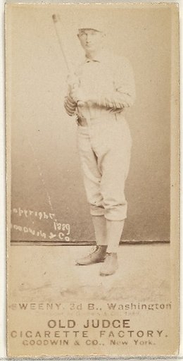 Peter Jay "Pete" Sweeny, 3rd Base, Washington Nationals, from the Old Judge series (N172) for Old Judge Cigarettes