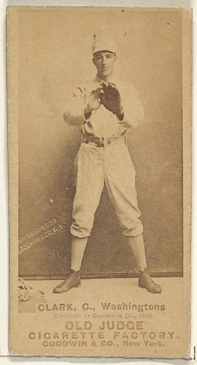 Owen F. "Spider" Clark, Catcher, Washington Nationals, from the Old Judge series (N172) for Old Judge Cigarettes
