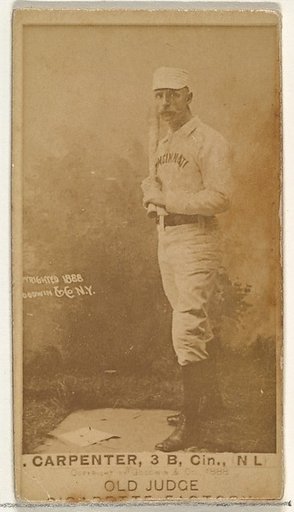 Warren William "Hick" Carpenter, 3rd Base, Cincinnati, from the Old Judge series (N172) for Old Judge Cigarettes