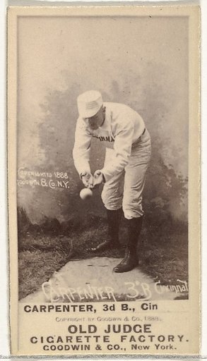 Warren William "Hick" Carpenter, 3rd Base, Cincinnati, from the Old Judge series (N172) for Old Judge Cigarettes