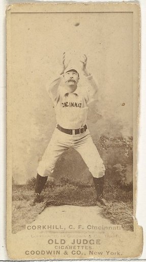 John Stewart "Pop" Corkhill, Center Field, Cincinnati, from the Old Judge series (N172) for Old Judge Cigarettes