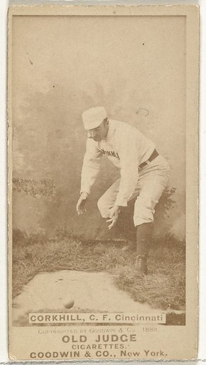John Stewart "Pop" Corkhill, Center Field, Cincinnati, from the Old Judge series (N172) for Old Judge Cigarettes