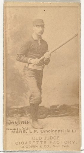 Charles W. "Lefty" Marr, Left Field, Cincinnati, from the Old Judge series (N172) for Old Judge Cigarettes