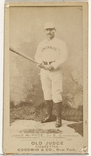 John Alexander "Bid" McPhee, 2nd Base, Cincinnati, from the Old Judge series (N172) for Old Judge Cigarettes