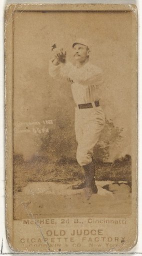 John Alexander "Bid" McPhee, 2nd Base, Cincinnati, from the Old Judge series (N172) for Old Judge Cigarettes