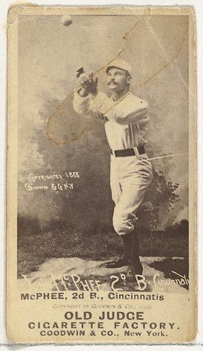John Alexander "Bid" McPhee, 2nd Base, Cincinnati, from the Old Judge series (N172) for Old Judge Cigarettes