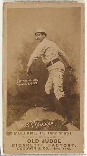 Anthony John "Tony" Mullane, Pitcher, Cincinnati, from the Old Judge series (N172) for Old Judge Cigarettes