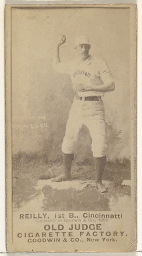 John Good "Long John" Reilly, 1st Base, Cincinnati, from the Old Judge series (N172) for Old Judge Cigarettes