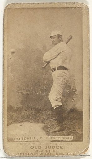 John Stewart "Pop" Corkhill, Center Field, Cincinnati, from the Old Judge series (N172) for Old Judge Cigarettes