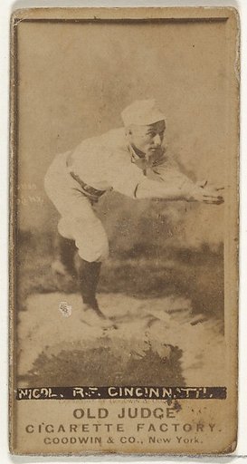 Hugh N. "Little Nick" Nicol, Right Field, Cincinnati, from the Old Judge series (N172) for Old Judge Cigarettes