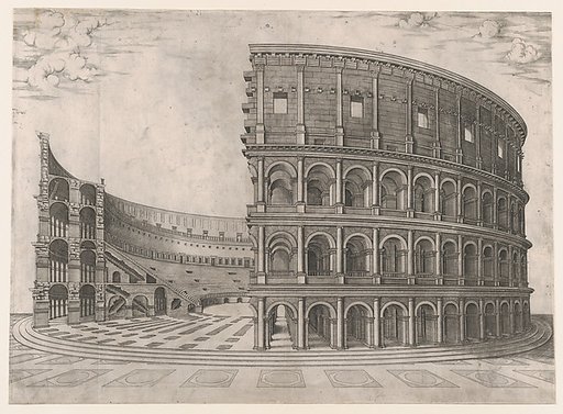 Interior and Exterior of the Colosseum, from "Speculum Romanae Magnificentiae"