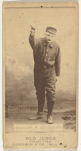 Edward Enoch "Jersey" Bakely, Pitcher, Cleveland, from the Old Judge series (N172) for Old Judge Cigarettes