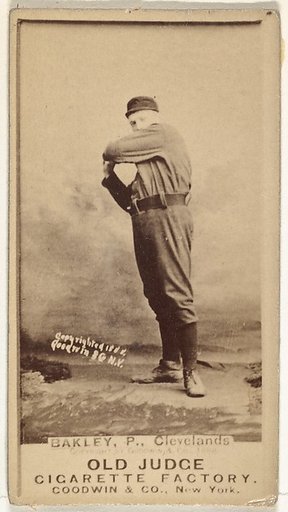 Edward Enoch "Jersey" Bakely, Pitcher, Cleveland, from the Old Judge series (N172) for Old Judge Cigarettes