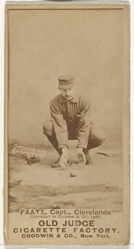 Jayson S. "Jay" Faatz, Captain, Cleveland, from the Old Judge series (N172) for Old Judge Cigarettes