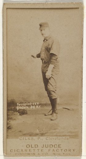 Robert James "Bob" Gilks, Pitcher, Cleveland, from the Old Judge series (N172) for Old Judge Cigarettes