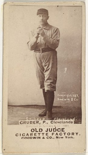 Henry Gruber, Pitcher, Cleveland, from the Old Judge series (N172) for Old Judge Cigarettes