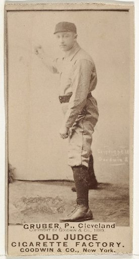 Henry Gruber, Pitcher, Cleveland, from the Old Judge series (N172) for Old Judge Cigarettes