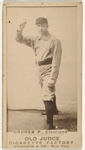 Henry Gruber, Pitcher, Cleveland, from the Old Judge series (N172) for Old Judge Cigarettes
