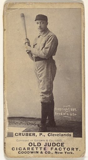 Henry Gruber, Pitcher, Cleveland, from the Old Judge series (N172) for Old Judge Cigarettes