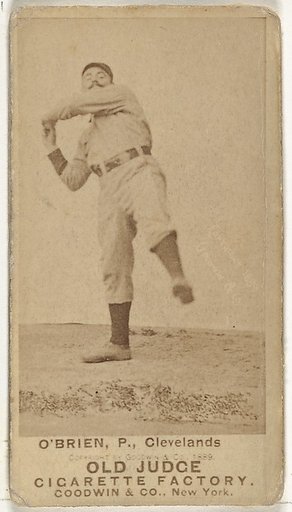 John F. "Cinders" O'Brien, Pitcher, Cleveland, from the Old Judge series (N172) for Old Judge Cigarettes