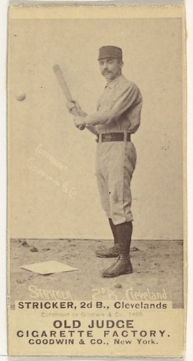 John A. "Cub" Stricker, 2nd Base, Cleveland, from the Old Judge series (N172) for Old Judge Cigarettes