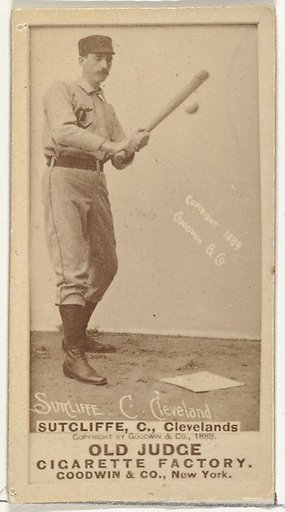 Elmer Ellsworth "Sy" Sutcliffe, Catcher, Cleveland, from the Old Judge series (N172) for Old Judge Cigarettes