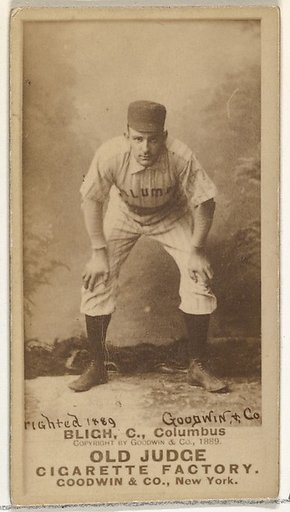 Edwin Forrest "Ned" Bligh, Catcher, Cleveland, from the Old Judge series (N172) for Old Judge Cigarettes