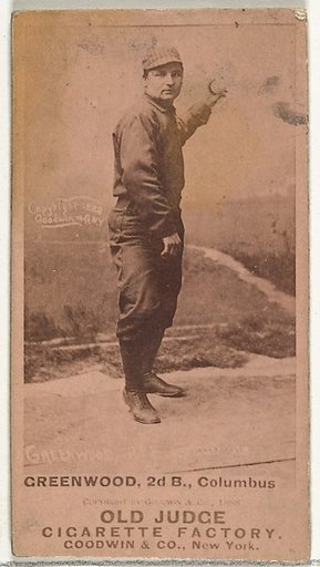 William F. "Bill" Greenwood, 2nd Base, Cleveland, from the Old Judge series (N172) for Old Judge Cigarettes