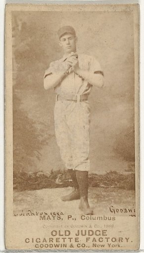 Albert C. "Al" Mays, Pitcher, Cleveland, from the Old Judge series (N172) for Old Judge Cigarettes