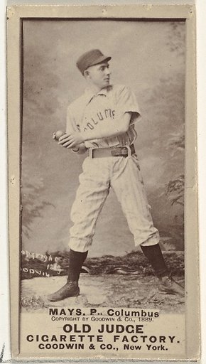 Albert C. "Al" Mays, Pitcher, Cleveland, from the Old Judge series (N172) for Old Judge Cigarettes