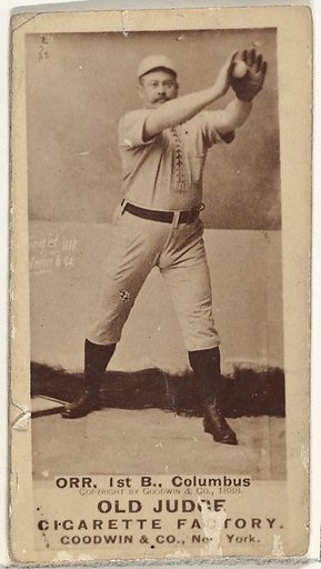 David L. "Dave" Orr, 1st Base, Cleveland, from the Old Judge series (N172) for Old Judge Cigarettes