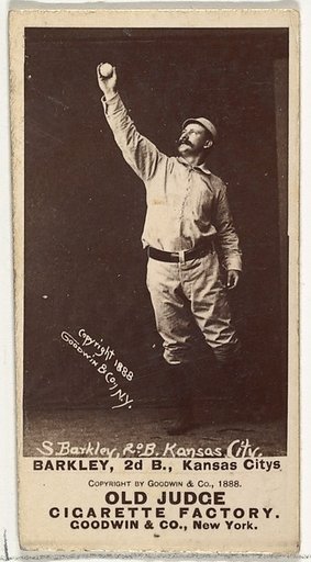 Samuel E. "Sam" Barkley, 2nd Base, Kansas City Cowboys, from the Old Judge series (N172) for Old Judge Cigarettes