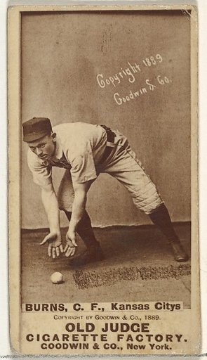 James M. "Jim" Burns, Center Field, Kansas City Cowboys, from the Old Judge series (N172) for Old Judge Cigarettes