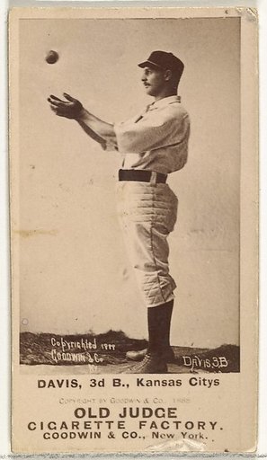 James J. "Jumbo" Davis, 3rd Base, Kansas City Cowboys, from the Old Judge series (N172) for Old Judge Cigarettes