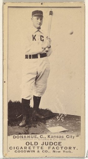 James Augustus "Jim" Donahue, Catcher, Kansas City Cowboys, from the Old Judge series (N172) for Old Judge Cigarettes