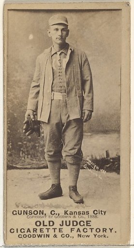 Joseph Brook "Joe" Gunson, Catcher, Kansas City Cowboys, from the Old Judge series (N172) for Old Judge Cigarettes