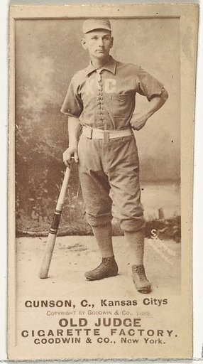 Joseph Brook "Joe" Gunson, Catcher, Kansas City Cowboys, from the Old Judge series (N172) for Old Judge Cigarettes