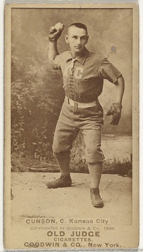 Joseph Brook "Joe" Gunson, Catcher, Kansas City Cowboys, from the Old Judge series (N172) for Old Judge Cigarettes
