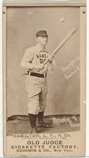 William Robert "Sliding Billy" Hamilton, Left Field, Kansas City Cowboys, from the Old Judge series (N172) for Old Judge Cigarettes