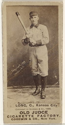 Herman C. Long, Catcher, Kansas City Cowboys, from the Old Judge series (N172) for Old Judge Cigarettes