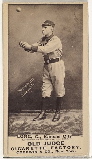Herman C. Long, Catcher, Kansas City Cowboys, from the Old Judge series (N172) for Old Judge Cigarettes