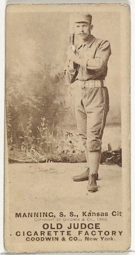 James H. "Jim" Manning, Shortstop, Kansas City Cowboys, from the Old Judge series (N172) for Old Judge Cigarettes