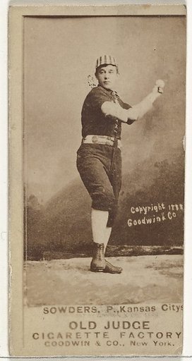 John Sowders, Pitcher, Kansas City Cowboys, from the Old Judge series (N172) for Old Judge Cigarettes