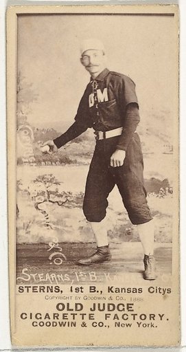 Daniel Eckford "Ecky" Stearns, 1st Base, Kansas City Cowboys, from the Old Judge series (N172) for Old Judge Cigarettes