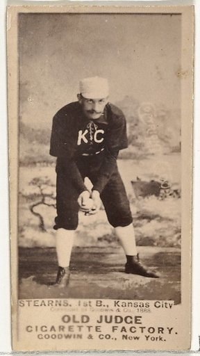 Daniel Eckford "Ecky" Stearns, 1st Base, Kansas City Cowboys, from the Old Judge series (N172) for Old Judge Cigarettes