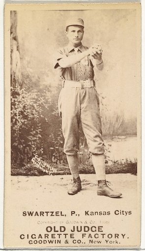 Parke B. Swartzel, Pitcher, Kansas City Cowboys, from the Old Judge series (N172) for Old Judge Cigarettes