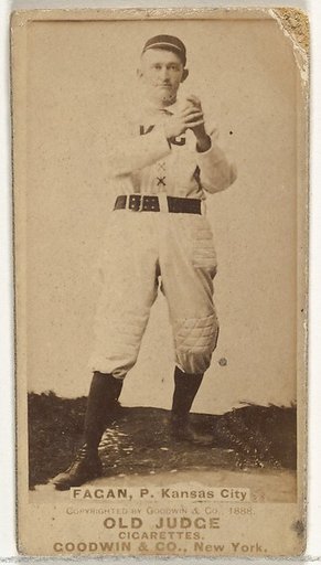 William A. "Bill" Fagan, Pitcher, Kansas City Cowboys, from the Old Judge series (N172) for Old Judge Cigarettes