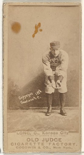Herman C. Long, Catcher, Kansas City Cowboys, from the Old Judge series (N172) for Old Judge Cigarettes
