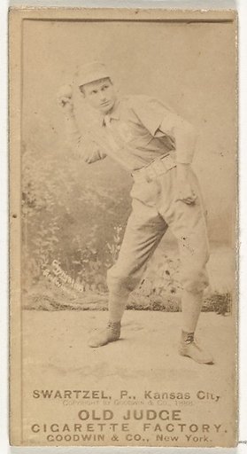 Parke B. Swartzel, Pitcher, Kansas City Cowboys, from the Old Judge series (N172) for Old Judge Cigarettes